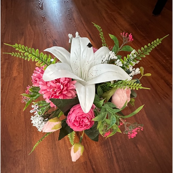 floral arrangement - lily, peonies, tulips, fern, freesia, handmade - Picture 12 of 13